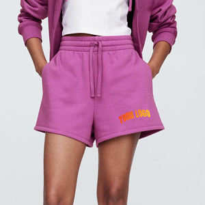 Customised women's shorts custom 3D puff printed logo 100% Cotton with cotton <b>strings</b> High Quality hip hop shorts for women - Product Image 1