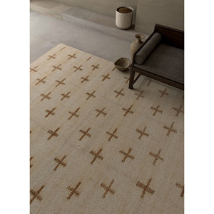 พรมปูพื้นลายเรขาคณิต Nomadic Threads รุ่น Adhm-07 สีงาช้าง ทำจากปอกระเจาและป่าน รูปทรงสี่เหลี่ยมผืนผ้า เหมาะสำหรับห้องโถง ห้องนอน ห้องนั่งเล่น ใช้ตกแต่งบ้าน - Product Image 5