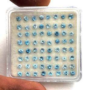 Topacio azul suizo de 2,25mm, piedra de corte redondo, Topacio Azul Natural, cuentas de piedras preciosas sueltas facetadas para la fabricación de joyas por mayorista indio - Product Image 2