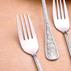 Silver Aura Mini <b>Dessert</b> <b>Forks</b> (Set of 4) Cute Metal and Wood Food Picks for Fruit Dinner & Home Use for Restaurant - Product Image 4