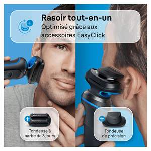 Rasoir électrique étanche IPX7 pour homme avec tondeuse de précision, brosse de nettoyage, rasoir rotatif à cinq lames, type remplaçable lavable - Product Image 3