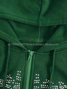 Térmico con bajo MOQ Rhinestone Hoodies Mejor estilo Mejor precio Rhinestone Hoodies Hecho en Pakistán Hombres Rhinestone Hoodies - Product Image 3