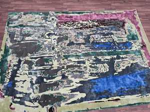 Alfombra de lana con mechones a mano de calidad superior al por mayor, diseño abstracto geométrico, tamaños personalizables, alfombra Premium hecha a mano - Product Image 2