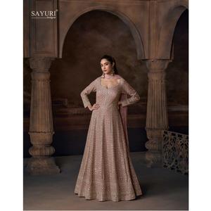 Designer réel Chinon Anarkali costume Dupatta broderie travail Premium indien pakistanais traditionnel parole longueur vêtements Direct nouveau - Product Image 1