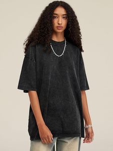 Streetwear T-shirt décontracté 100% coton solide motif avant Logo coupe ample tissu tricoté - Product Image 6