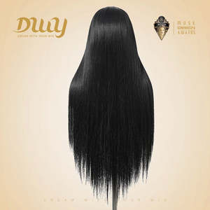 DWY 30-Inch Synthetic <b>Wig</b> with Transparent Lace Front Silk Straight Natural Design and Middle Parting T-Part Natural Color - Product Image 3