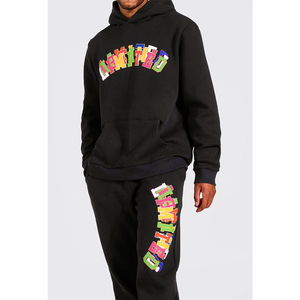 Ensemble de gymnastique deux pièces 100% coton de haute qualité pour hommes Logo personnalisé respirant bouffée impression survêtement décontracté pour le printemps grande taille - Product Image 1