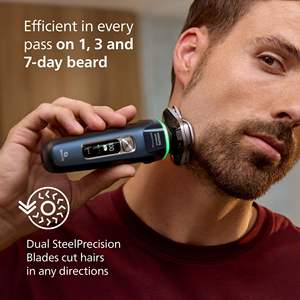 Rasoir électrique humide/sec Sense Technology avec lames doubles 360°, système de coupe à triple lame rotative à 360°, tondeuse visage et nez - Product Image 1