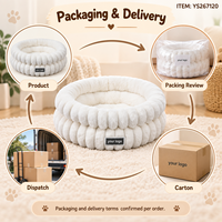 Coussin rond en peluche courte Yangyangpet pour animaux de compagnie, avec côtés hauts et design segmenté