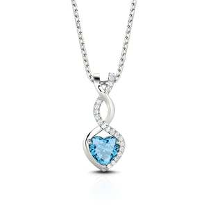 Collier Jeulia en argent sterling plaqué or rose avec moissanite en forme de fleur et de cœur pour anniversaire - Product Image 1