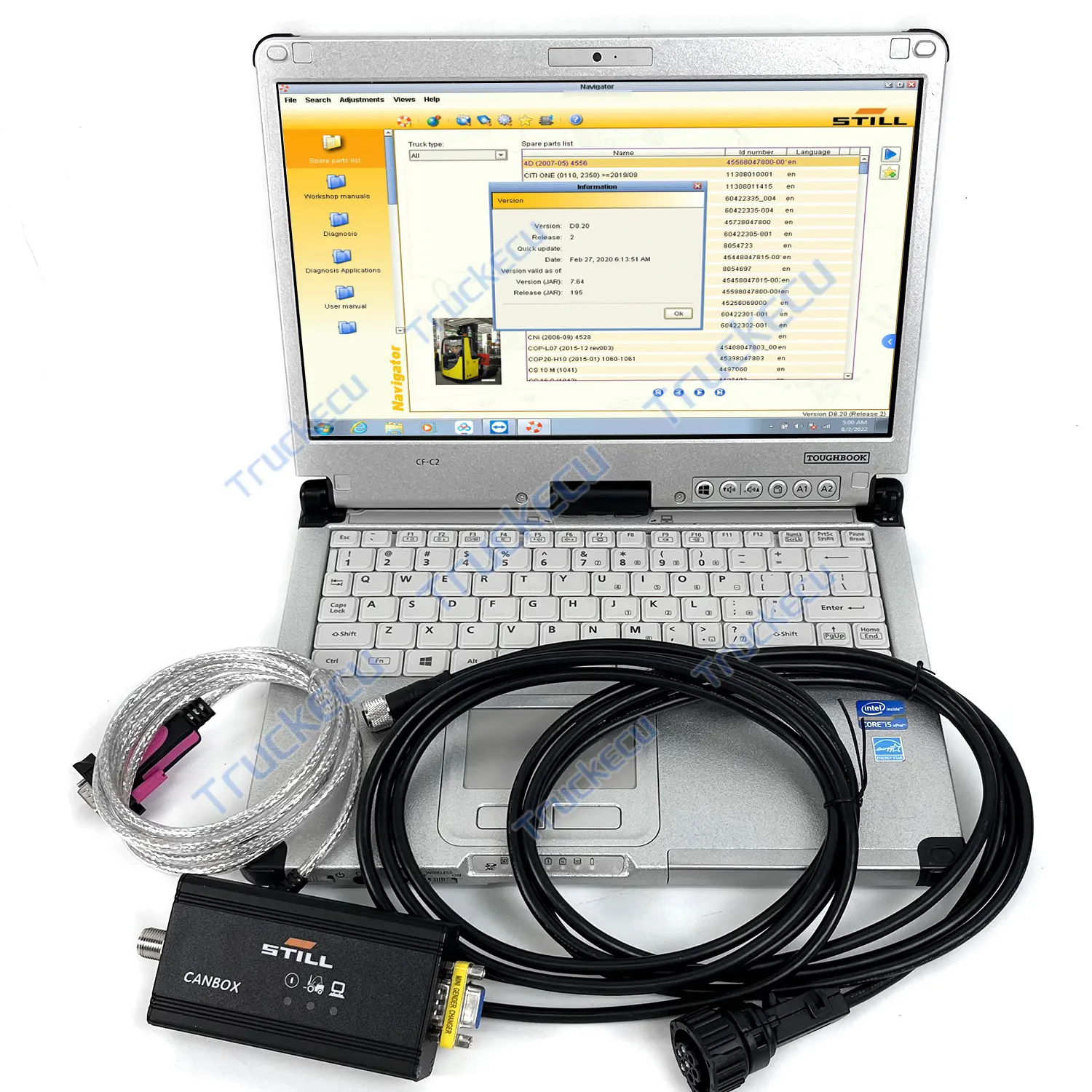 CF C2 Kit diagnostik Forklift laptop untuk masih Canbox alat pemindai antarmuka adaptor 50983605400 masih Canbox USB