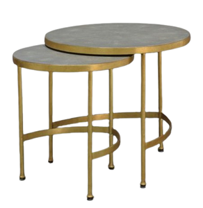 Mesa de centro de metal, mesa anidada moderna de lujo, mesa anidada de metal con tapa de mármol redondeada, muebles de sala de estar con acento de té - Product Image 6