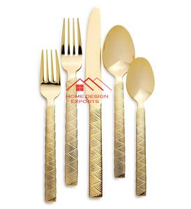 Juego de Cubiertos de Metal con Acabado Dorado, Juego de 5 Piezas con Logotipo Personalizado, Cubiertos de Metal de Alta Venta al por Mayor - Product Image 2