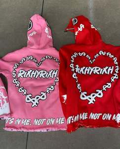 OEM Logo personnalisé lourd sans ficelle coupe bord sweat à capuche impression 3d sweat à capuche hommes recadrée ourlet brut sweat à capuche surdimensionné 100% coton - Product Image 4