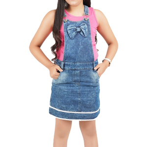 Peto personalizado informal con precio de fábrica con bolsillos insertados para niñas, venta al por mayor, Peto vaquero transpirable con estilo para niñas - Product Image 5