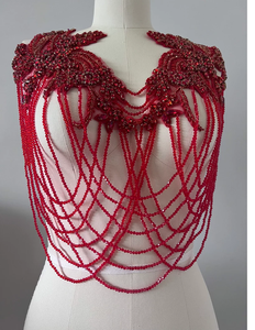 Robes de mariée faites à la main 3D fleur forme strass cristal perlé appliques couture dentelle Patch beau Bling Bling tissu - Product Image 4