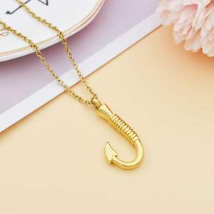 ตะขอตกปลาสีทองของที่ระลึกเครื่องประดับสแตนเลสตะขอโกศสร้อยคอจี้โกศใส่ได้ทั้งผู้ชายและผู้หญิงกำหนดขนาดได้เอง - Product Image 4