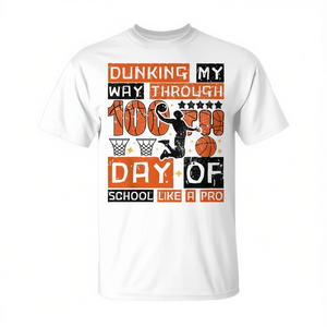 Camiseta para mujer con celebración del 100º día de clases de Basketball Dunking - Product Image 2