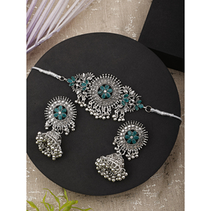 Collier ras du cou GS en zircon vert avec pendentif rond élégant pour les occasions de mariage - Product Image 1