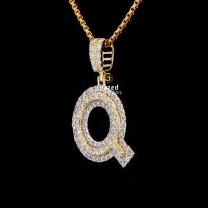 Pendentif Hip Hop Initial Q personnalisé en or 10 carats diamants de laboratoire de taille brillante glacé VVS clarté lettre de bijoux en argent fin - Product Image 4