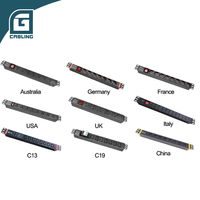 Armoire de rack noire Gcabling PDU IEC UK C13 C14 C19 10A 1U 220 V 6 prises avec interrupteur, boîtier en aluminium, câbles d'alimentation