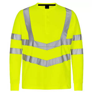 Chemises de travail réfléchissantes pour hommes en gros, haute visibilité, jaunes, manches longues, t-shirts de sécurité pour la construction, tissu tricoté formel - Product Image 3