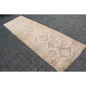 Alfombra Turca de 3x9.7 pies, Alfombra de Lana Ikat Marrón Vintage - Product Image 2