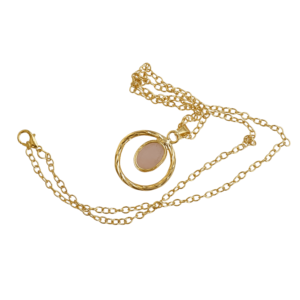 Colgante Clásico Vintage de Cuarzo Ahumado Chapado en Oro de 18K con Engaste de Bisel, Unisex - Product Image 4