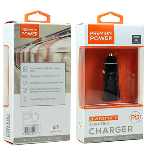 20W PD USB-C e USB-A 3.0A ricarica rapida Dual 2 porta caricatore per auto adattatore per tutti i modelli di telefono - Product Image 1