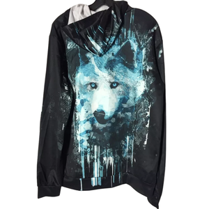 Colorido Lobo Imprimir Sudadera con capucha Hombres Manga larga Multicolor Diseño Sublimado Sudadera con capucha - Product Image 2