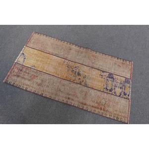 Petit tapis turc 2,2x3,9 pieds (68x120 cm), tapis vintage marron à motifs de plantes et d'arbres - Product Image 3