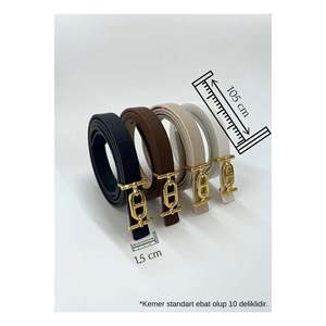 เข็มขัดเส้นเล็กหัวเข็มขัดสีทอง 4 ชิ้น, เข็มขัดกางเกง, เข็มขัดเสื้อเชิ้ต, เข็มขัดแจ็คเก็ต - คละแบบ 4 ชิ้น - Product Image 3