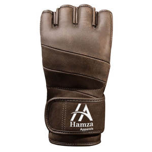 Premium Brown Cowhide <b>Leather</b> <b>Fingerless</b> <b>Gloves</b> Durable Design with Breathable Fabric Comfortable Fit Stylish for All Activities - Product Image 3