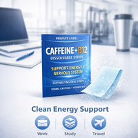 Film Dissoluble Oral à la Caféine Marque Blanche pour l'Énergie et le Système Nerveux, enrichi en Vitamine B12