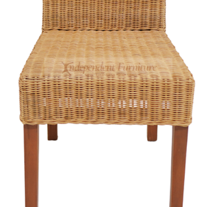Silla de comedor de ratán natural tejido al por mayor con patas de madera maciza de mango, respaldo alto, muebles de mimbre para interiores para el hogar y restaurantes - Product Image 4