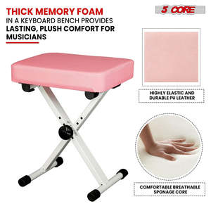 5 Core Keyboard Bench 3 Inch Padded Piano <b>Stool</b> Adjustable 20.5 Guitar Seat Heavy Duty Portable - Product Image 4
