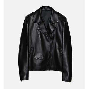 Chaqueta de Motera Reversible para Mujer, de Cuero PU Acolchado, con Logotipo Personalizado, Forro de Satén Negro Otoñal - Product Image 1