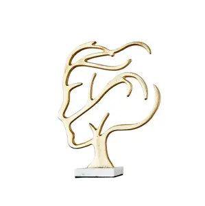 가정 장식을위한 럭셔리 디자인 금속 레이디 얼굴 조각 베스트 셀러 알루미늄 데스크탑 장식 멋진 조각 그림