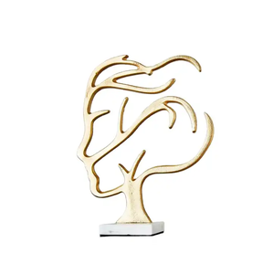 Adorno de escritorio de aluminio más vendido, figura de escultura elegante, diseño de lujo, escultura de cara de señora de Metal para decoración del hogar - Product Image 1