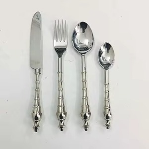 Silver Stainless Steel Cutlery Set Metal Knife <b>Fork</b> Spoon Flatware Set for Wedding Royal Dinner - Product Image 6