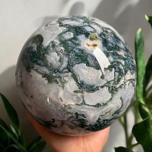 Esfera de Cristal de Ágata Musgosa Premium de Khambhat, India, Grabada, 150-250g, Hecha a Mano para Decoración de Feng Shui, Arte, Coleccionables, MUNTAHA - Product Image 2