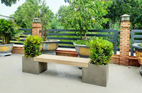 Banc d'extérieur moderne et léger en béton avec 2 jardinières pratiques, écologique et résistant à l'eau pour jardins, parcs et patios