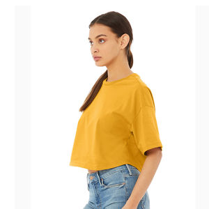 Camiseta de manga corta de gran tamaño personalizada, ropa de gimnasio, Camiseta corta de algodón en blanco informal para mujer, camisetas cortas de algodón en blanco, camiseta OEM - Product Image 2