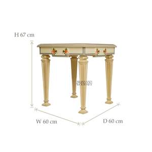 Mesa Auxiliar Cuadrada Artesanal con Incrustaciones de Marquetería Animal Colorida y Detalles Florales Pintados a Mano para Decoración de Hogar de Lujo - Product Image 5