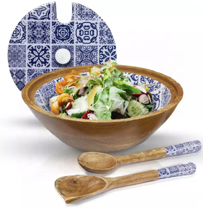 Couverts Émail Impression En Bois Bol De Service Cuillères Ensemble Nouveau Look Résine De Bois Durable Étalage Carton Emballage Bol De Service Cuillère Ensemble - Product Image 4