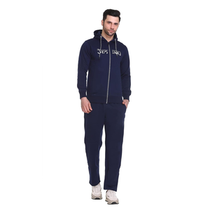 Ensemble de pantalons de survêtement pulls à capuche à manches longues personnalisés pour hommes de grande taille bleu ciel 100% coton confortable imprimé BD Hoodies - Product Image 4