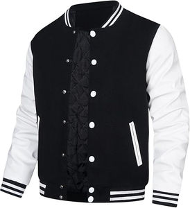 Venta al por mayor de chaqueta de talla grande para hombre College Team Varsity chaqueta hecha a medida de lana mangas de imitación con capucha en blanco escuela carta de béisbol - Product Image 4