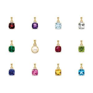 Pendentif pierre de naissance style infini, quartz rubis avec breloque à broches CZ-Coussin plaqué or en argent sterling 925 bijoux pour femmes - Product Image 2