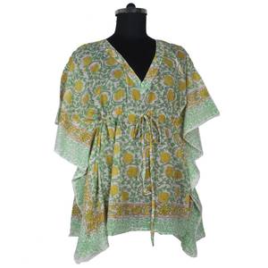 Bloc imprimé sans manches Maxi coton indien Maxi robes pour femmes KFCS031 coton été Maxi robe 100% organique porter concepteur - Product Image 4