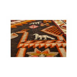 Tapis en laine tissée plate Aalam Paem-1256 gris et noir à rayures géométriques pour salon d'adolescents - Product Image 3